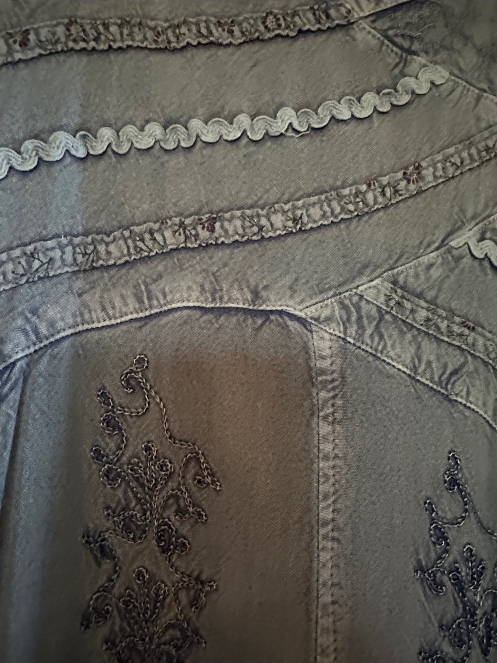 Boho Embroidered Midi Dress in Dusty Blue - Picture 5 of 10